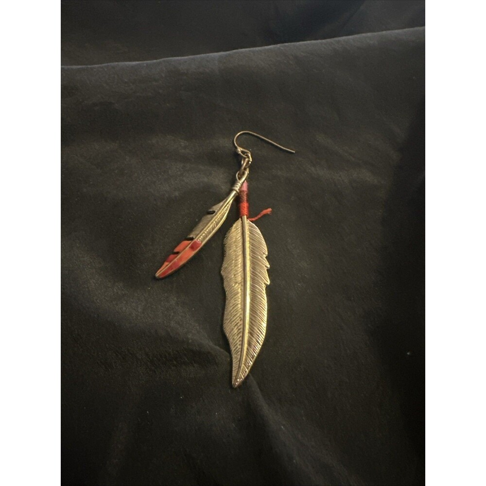 Chico’s Gold / Orange Gold Feather Dangle  One Earring
